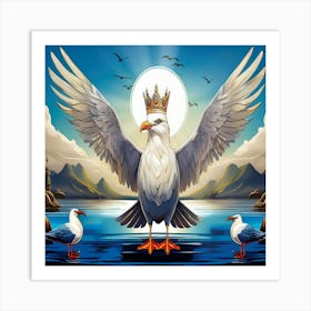 Seagull With Crown Art Print