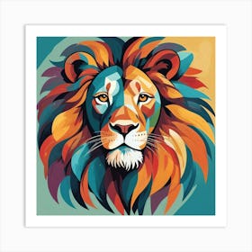 Colourful Lion Abstract Art Print