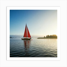 Sailboat On The Lake Art Print