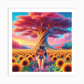 Sunflower Girl 3 Art Print