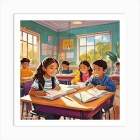 Children In Classroom Art Print