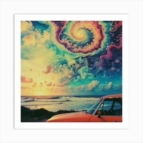 car in the ocean Art Print