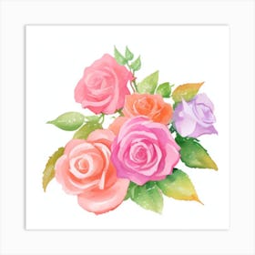 Watercolor Roses3 Art Print