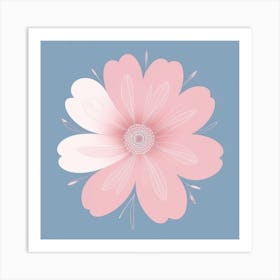 A White And Pink Flower In Minimalist Style Square Composition 511 Art Print