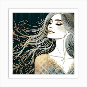 Beautiful Woman With Long Hair Art Print