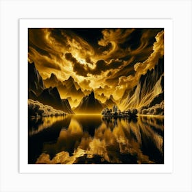 Golden Mountains 1 Art Print