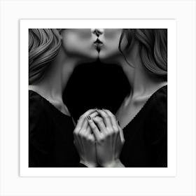 Two Women Kissing Art Print