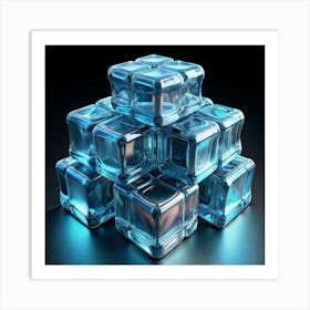 Stack Of Blue Ice Cubes Art Print