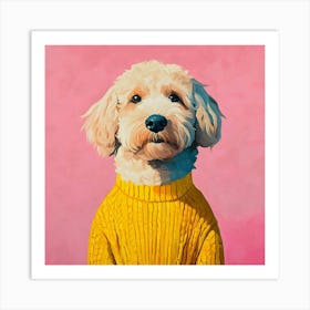 Goldendoodle Yellow And Pink 1 Art Print