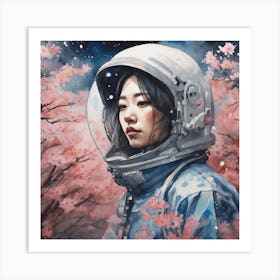 Asian Girl In Spacesuit 1 Art Print