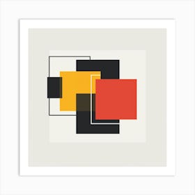 3 Simple Minimalistic Squares With Different Overlap Art Print