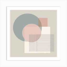 Elegance in Pink and Grey: A Minimalist Geometric Study Art Print