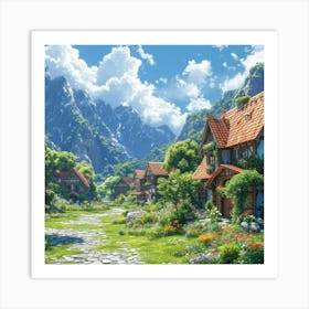 Village In The Mountains 4 Art Print