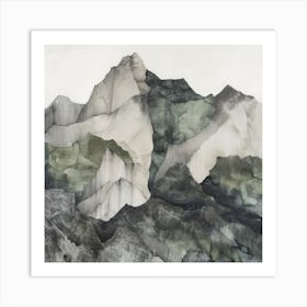 Japanese Watercolour Of Mount Hotaka 6 Art Print