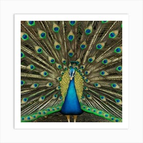 Peacock Displaying Feathers Art Print