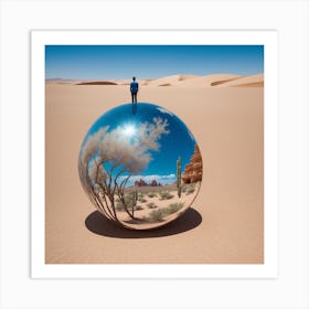 Man Standing On A Sphere 1 Art Print