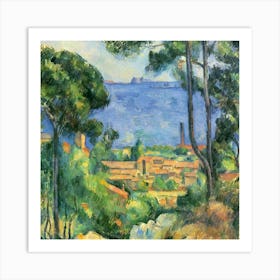 Cézanne - View Of The Sea Oil Painting Landscape Illustration Art Print