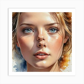 Portrait Of A Girl With Blue Eyes 3 Art Print