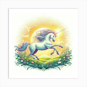 Unicorn In The Meadow 1 Art Print