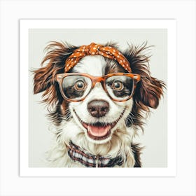 Dog With Glasses 18 Art Print