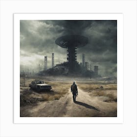 Man Walking Through A Desert Art Print
