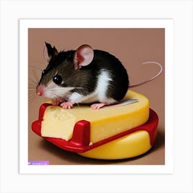 Surrealism Art Print | Mouse Sits On Semi-Soft Cheese Art Print