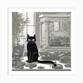 Cat In Aquarium Art Print