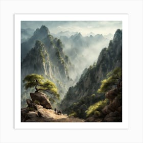 Chinese Mountains Landscape Painting (146) Art Print