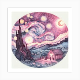 Starry Night In The Circle Art Print