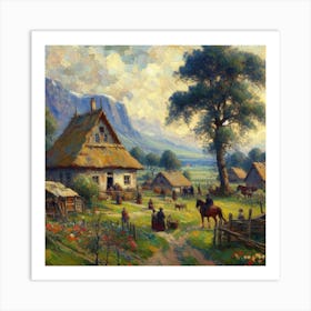 Village In The Mountains Art Print