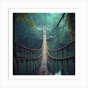 Suspension Bridge In The Jungle Art Print