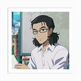 Anime Character With Glasses Art Print