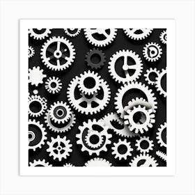 Gears On A Black Background 20 Art Print