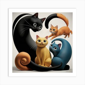 Three Cats 3 Art Print