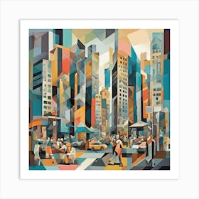 Modern Streetscape Cubism Style Art Print