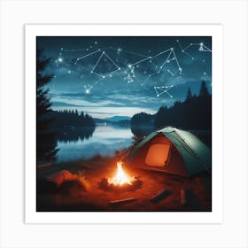 Campfire With Constellations 2 Art Print