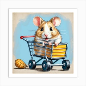 Mouse In A Shopping Cart Art Print