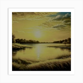 Sunset Over A Lake Art Print