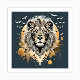 LionMinimalistic Ink Drawing Style Vanishing Point Art Print