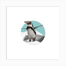 Humboldt Penguin Collage Square Art Print