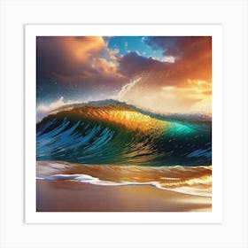 Ocean Wave At Sunset 1 Art Print