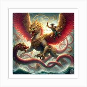 Dragon And A Woman Art Print