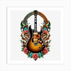 Electric Guitar With Roses 10 Art Print