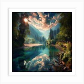 River In The Mountains Art Print