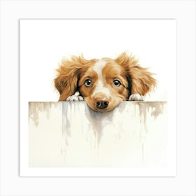 Dog Looking Over The Wall 1 Art Print