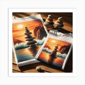 Rock Stacks At Sunset Art Print