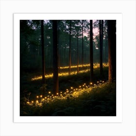 Fireflies In The Forest Art Print