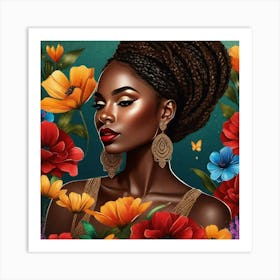 Black Girl With Flowers 1 Art Print