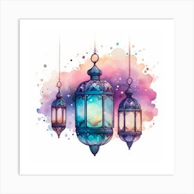 Watercolor Lanterns 4 Art Print