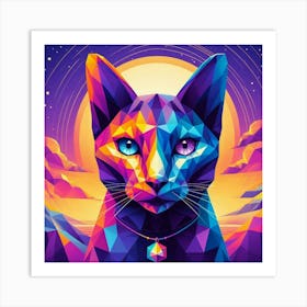 Stardust Low Poly Cat Art Print